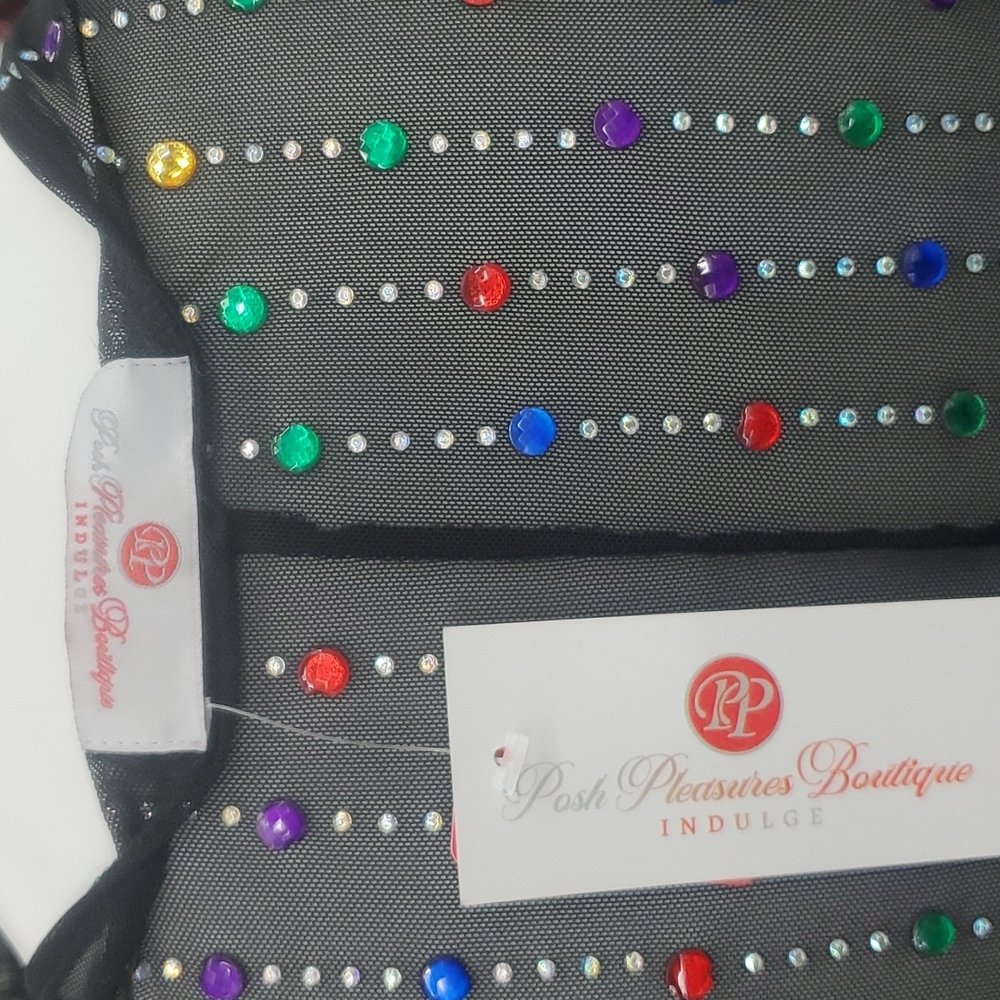 Exquisite Black Colorful Rhinestone Bodysuit - Picture 12 of 13